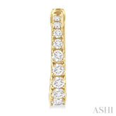 1/2 ctw Graduated Round Cut Diamond Fashion Hoop Earrings in 14K Yellow Gold